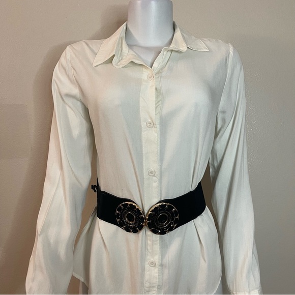 Black PU leather elastic waistband belt main image 5